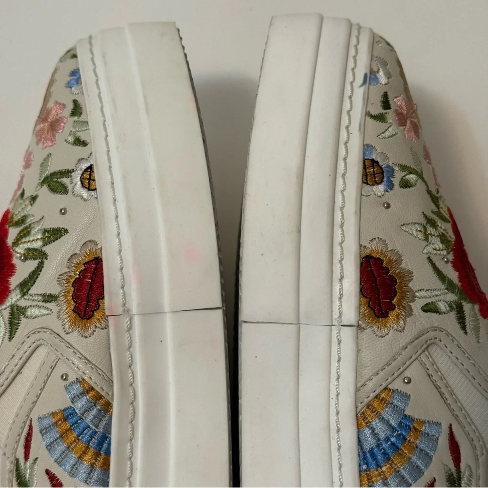 Alice + Olivia Sz 8 leather Sasha Floral Embroidered Slip-On Platform Sneakers - Picture 6 of 9